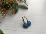 Blue Scottish Sea Glass Earrings, Heart Stud earrings sterling silver
