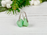 Jadeite Milk Sea Glass Water Drop Earrings, Sterling Silver