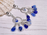 Davenport Sea Glass - Glamorous Dangling Blue White ChandelierEarrings
