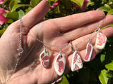 Sea Pottery Red Pattern Necklace, 18" sterling silver