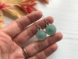 Sea Glass Marble Earrings - Aqua Cat's Eyes