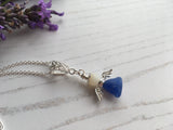 Guardian Angel Bead Pendant, Blue and White, Sterling Silver Mudlarking Beads