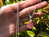 Scottish Pink Sea Glass Necklace Sterling Silver Minimalism