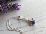 Guardian Angel Bead Pendant, Blue and Pink Sterling Silver Mudlarking Beads , Fairy