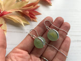 Sea Glass Yellow Cat's Eye Marble Threader Earrings