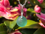 Sea Glass Marble Pendant - Petite , Sterling Silver
