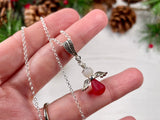 Guardian Angel Bead Pendant, Red and White Sterling Silver Mudlarking Beads