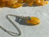 Yellow Sea Glass Flower Necklace - Spanish sea glass pendant