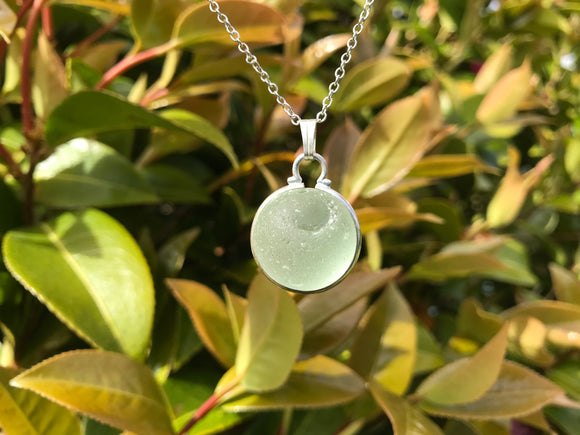 Cumbria Pink Sea Glass Necklace Sterling Silver Minimalism