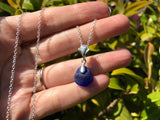 Spanish Blue Bonfire Sea Glass Necklace Sterling