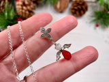 Guardian Angel Bead Pendant, Red and White Sterling Silver Mudlarking Beads , Fairy