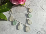 Mermaids Tears - Scottish Sea Glass Sea Foam and White Mix 18” Sterling Silver