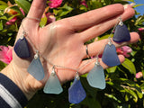 Statement Blue Ocean Multi Pendant Sea Glass Necklace 18"