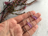 Purple Sea Glass Threader Earrings - Colour Changing Neodymium Spanish Beach Glass