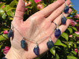 Spanish Blue Bonfire Sea Glass Necklace 22” Sterling