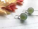 Sea Glass Yellow Cat's Eye Marble Threader Earrings