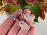 Sea foam or white sea glass, sterling silver earrings - clip on, clip-ons non pierced ears
