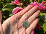 Japanese Sea Glass Ohajiki, Flat Marble Necklace, light green