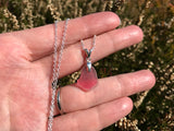 Scottish Pink Sea Glass Necklace Sterling Silver Minimalism