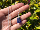 Spanish Blue Bonfire Sea Glass Necklace Sterling