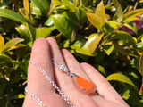 Scottish Layered Orange Flash Sea Glass Necklace Sterling Silver