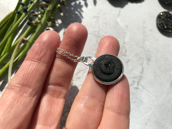 Black Mourning Button Guernsey Beach Necklace