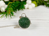 Japanese Sea Glass Marble Necklace, Teal Beach Glass, Sphere Pendant