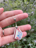 Red Blue Scottish Spongeware Pendant set in Sterling Silver