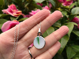 Japanese Sea Glass Ohajiki, Flat Marble Necklace, opalescent white green