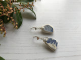 Sea pottery earrings - Blue Pattern Dangling