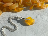 Yellow Sea Glass Wave Necklace - Spanish sea glass pendant