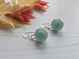 Sea Glass Marble Earrings - Aqua Cat's Eyes