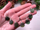 Green Sea Glass Necklace, Sterling Silver 18", Seaham Beach Glass