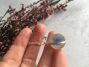 Sea Glass Marble necklace - Blue Cats Eye