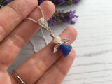 Guardian Angel Bead Pendant, Blue and White, Sterling Silver Mudlarking Beads