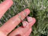 Red Scottish Sea Pottery Earrings - Flower Design Sterling Silver