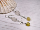 Chandelier Earrings - White and Yellow Sea Glass Bee Earrings