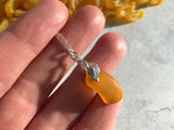 Yellow Sea Glass Flower Necklace - Spanish sea glass pendant