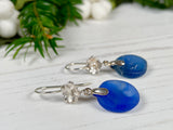 Royal Blue Japanese Sea Glass Ohajiki Earrings