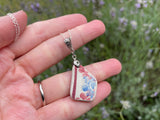 Red Blue Scottish Spongeware Pendant set in Sterling Silver