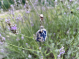 Blue Willow Pagoda Scottish Sea Pottery Pendant set in Sterling Silver