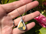 Yellow Black Flower Scottish Sea Pottery Pendant