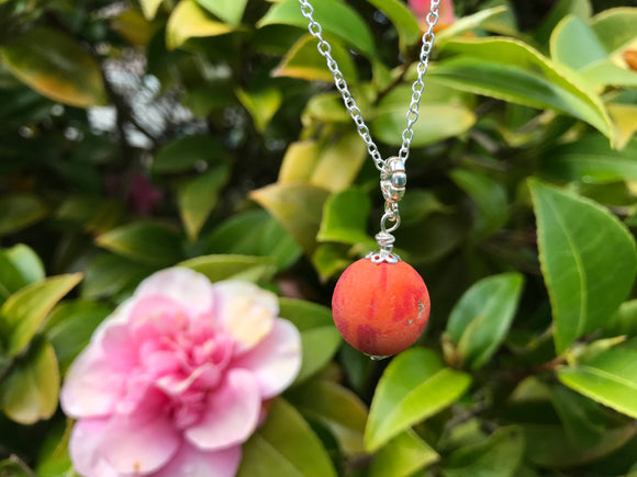 Mudlarking Find Glass Bead Necklace - Red Orange Speckled