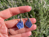 Scottish Sea Pottery Wave Earrings - Midnight Blue and Sterling Silver