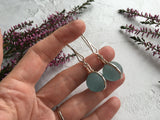 Japanese Sea Glass Marble Earrings, Hooks Sterling Silver Sea Foam