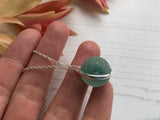 Sea Glass Marble necklace - Aqua cat's eye