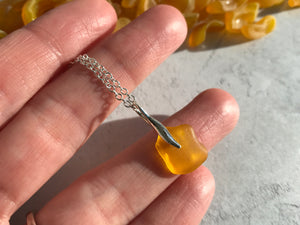 Yellow Sea Glass Wave Necklace - Spanish sea glass pendant