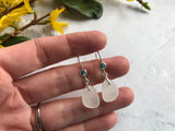 Dot Design Earrings White Sea Glass Sterling Silver