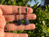 Scottish Blue Sea Glass Clip on Earrings - Sterling Silver