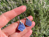Scottish Sea Pottery Wave Earrings - Midnight Blue and Sterling Silver
